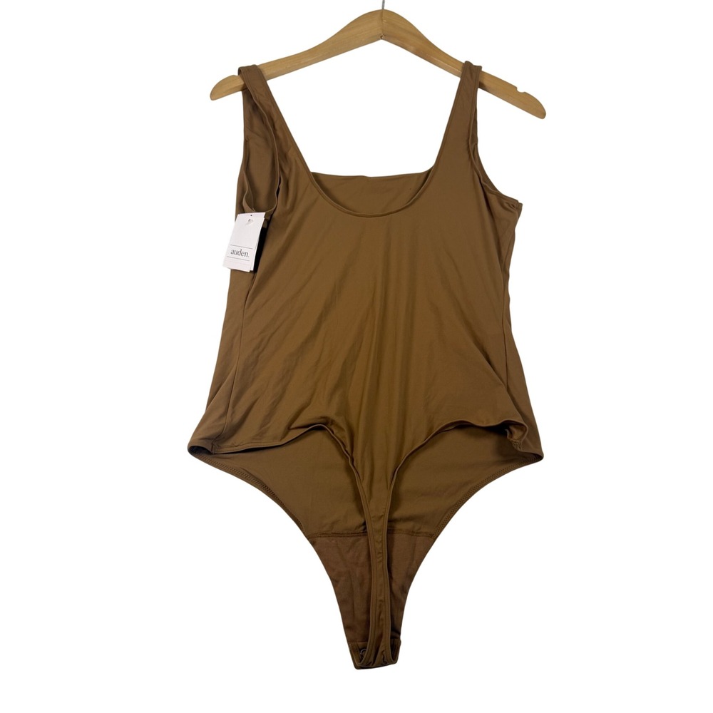 Auden Brown Sleeveless Scoop Neck Thong Bodysuit XL New With Tags